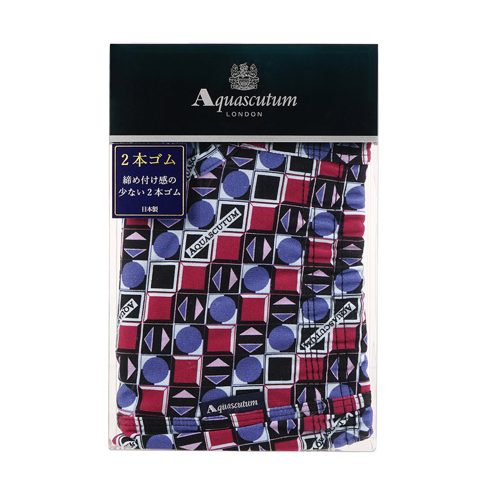 Aquascutum アクアスキュータム ボクサー 25S 2本ゴム 幾何バイヤス - パンツ  RENOWNINX ONLINE SHOP