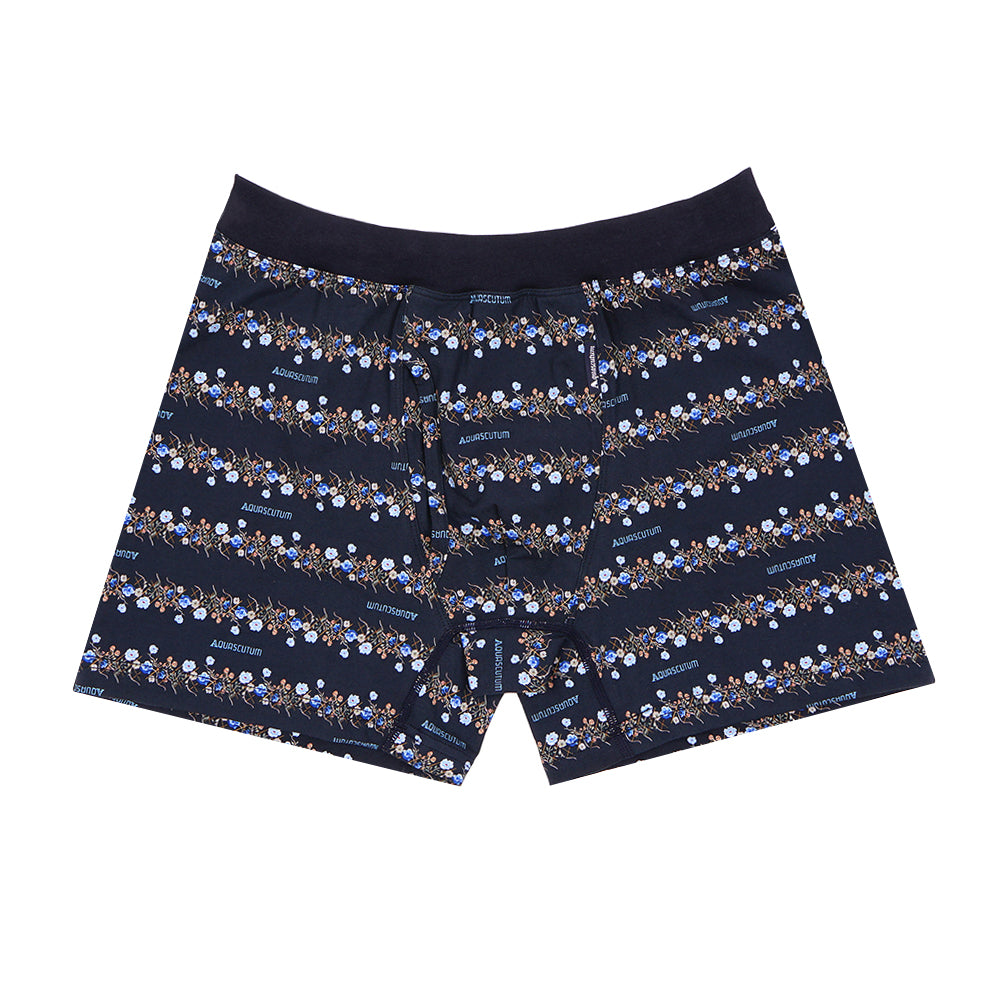Aquascutum アクアスキュータム ボクサー 25S スパンゴム フラワーボーダー - パンツ Blue / LL RENOWNINX ONLINE SHOP