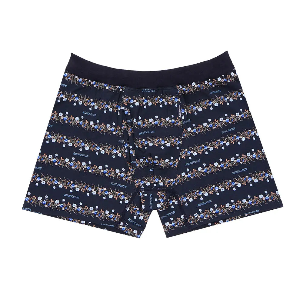 Aquascutum アクアスキュータム ボクサー 25S スパンゴム フラワーボーダー - パンツ Blue / LL RENOWNINX ONLINE SHOP