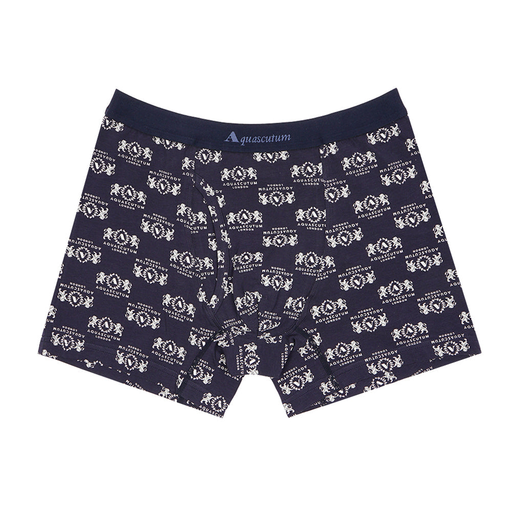 Aquascutum アクアスキュータム ニューライン ボクサー 25S ライオンエンブレム - パンツ Navy / L RENOWNINX ONLINE SHOP