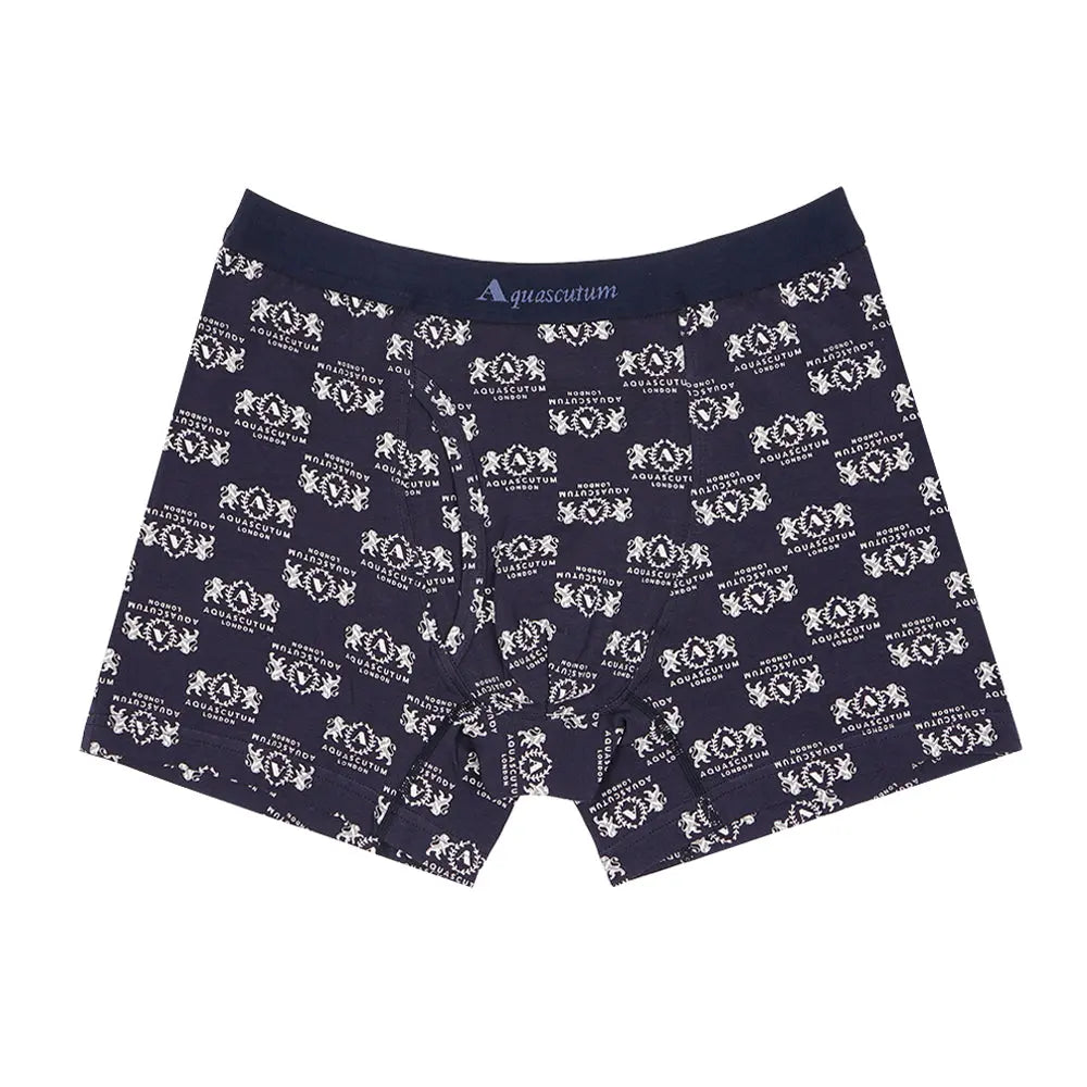 Aquascutum アクアスキュータム ニューライン ボクサー 25S ライオンエンブレム - パンツ Navy / L RENOWNINX ONLINE SHOP