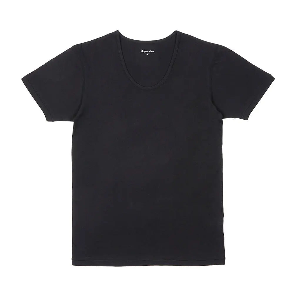 Aquascutum アクアスキュータム 和紙 半袖U首シャツ - トップス Black / LL RENOWNINX ONLINE SHOP
