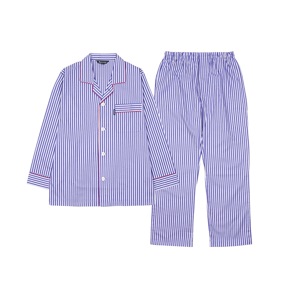 Aquascutum アクアスキュータム パジャマ サテンストライプ&無地 - パジャマ Blue / L RENOWNINX ONLINE SHOP