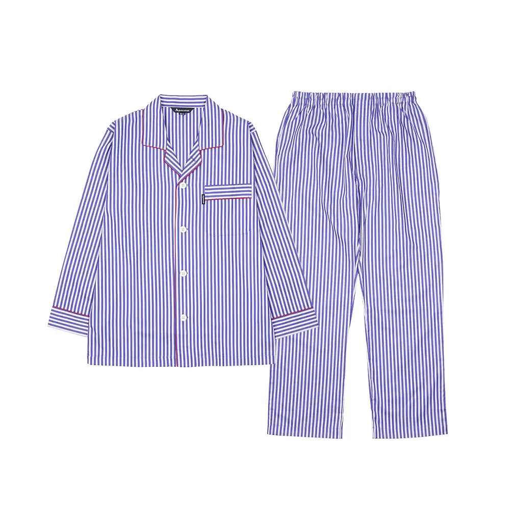 Aquascutum アクアスキュータム パジャマ サテンストライプ&無地 - パジャマ Blue / L RENOWNINX ONLINE SHOP