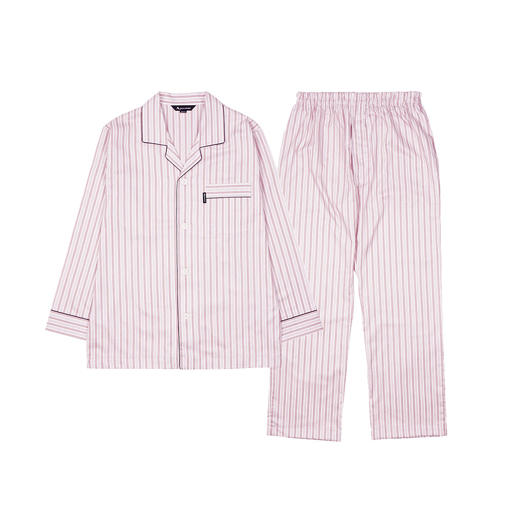Aquascutum アクアスキュータム パジャマ サテンストライプ&無地 - パジャマ Pink / L RENOWNINX ONLINE SHOP