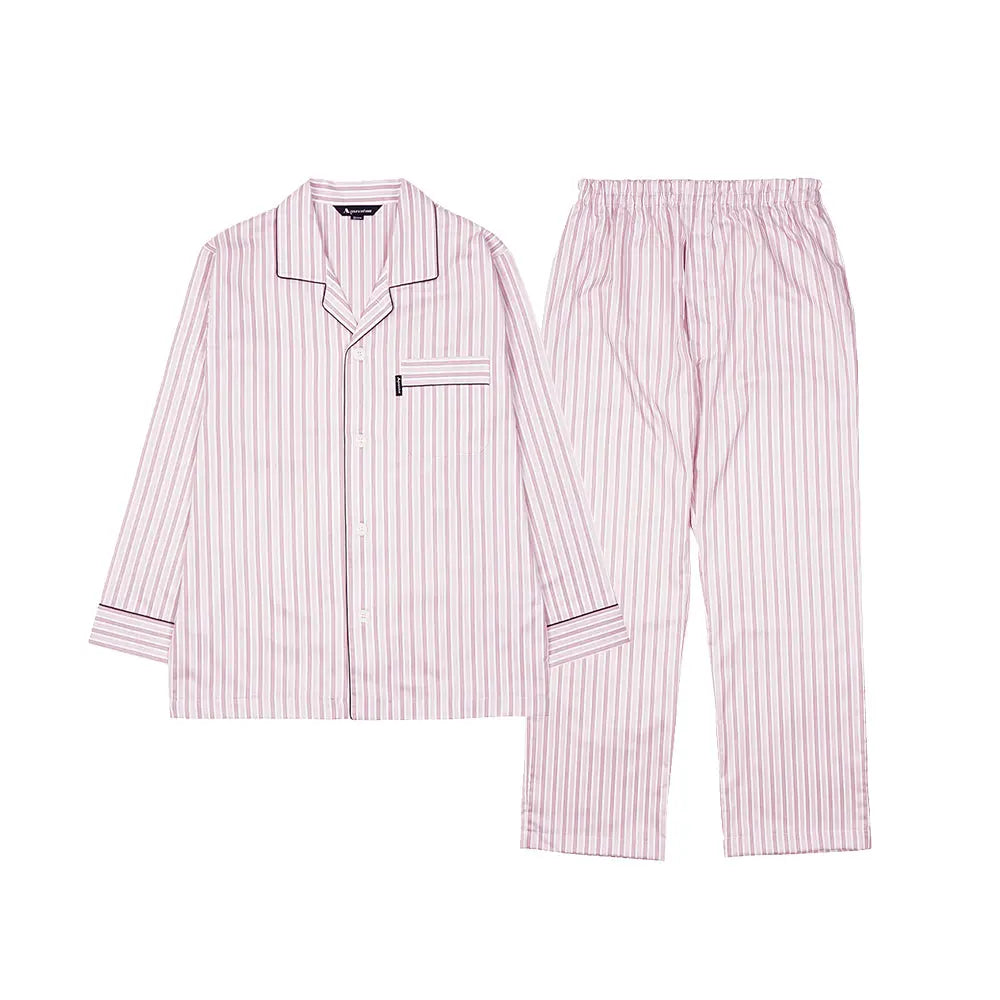 Aquascutum アクアスキュータム パジャマ サテンストライプ&無地 - パジャマ Pink / L RENOWNINX ONLINE SHOP