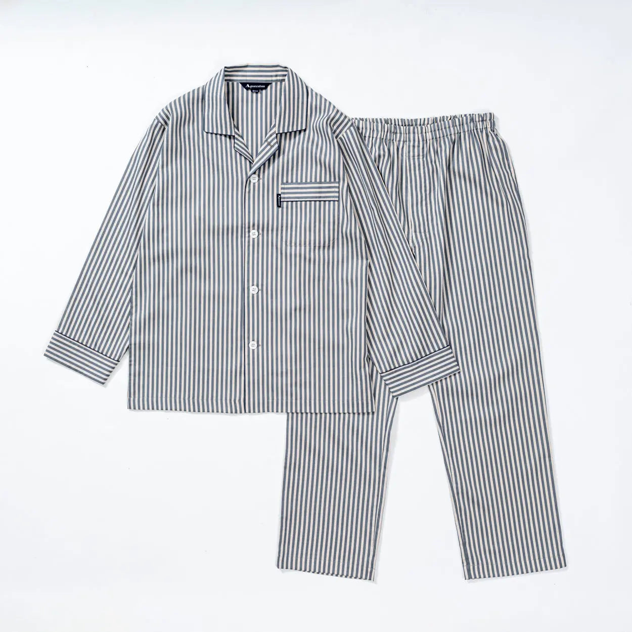 Aquascutum アクアスキュータム パジャマ サテンストライプ&無地 - パジャマ Gray / L RENOWNINX ONLINE SHOP