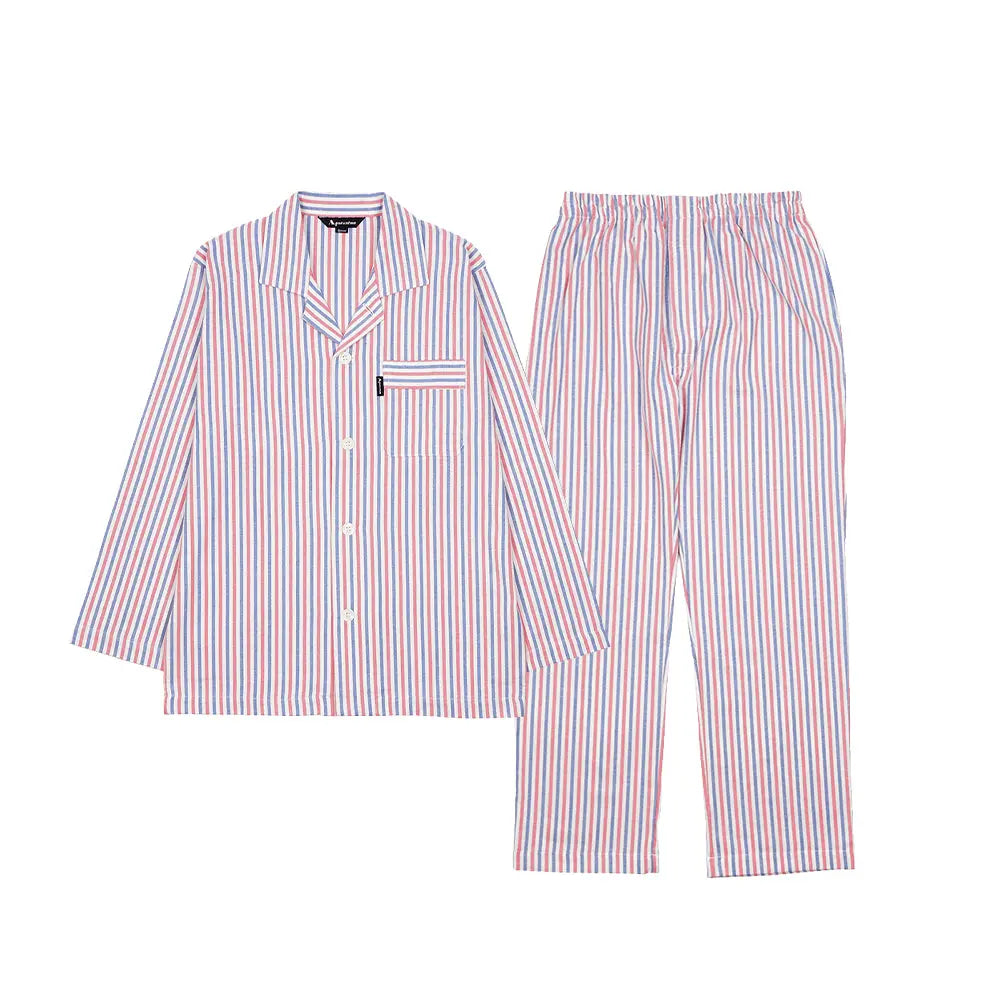 Aquascutum アクアスキュータム パジャマ 太番手ビエラストライプ - パジャマ Red / L RENOWNINX ONLINE SHOP