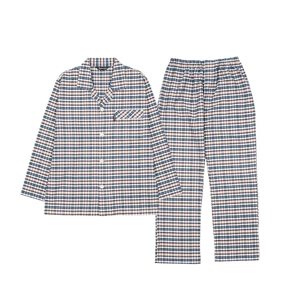 Aquascutum アクアスキュータム パジャマ ネルチェック - パジャマ Brown / L RENOWNINX ONLINE SHOP