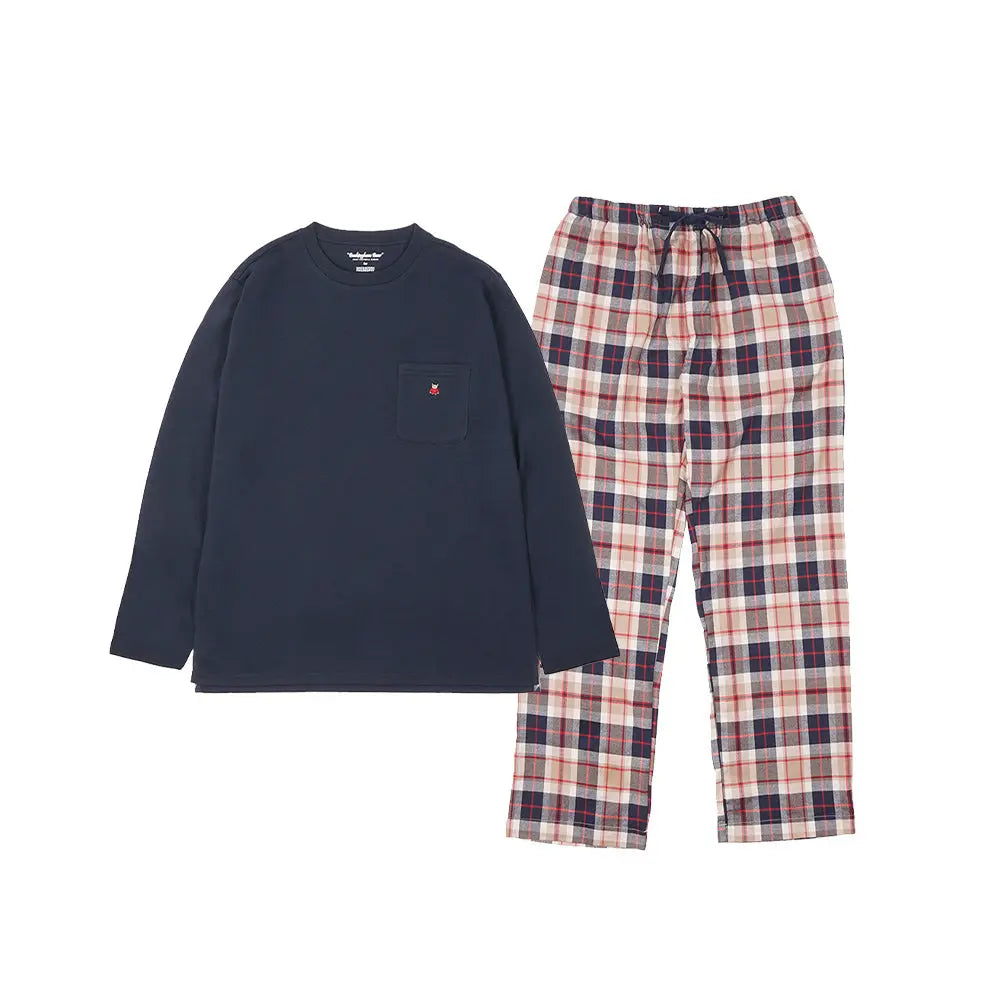 MACKINTOSH PHILOSOPHY マッキントッシュ フィロソフィー パジャマ ミニ裏毛無地クルー+ビエラチェックパンツ - パジャマ Navy / L RENOWNINX ONLINE SHOP