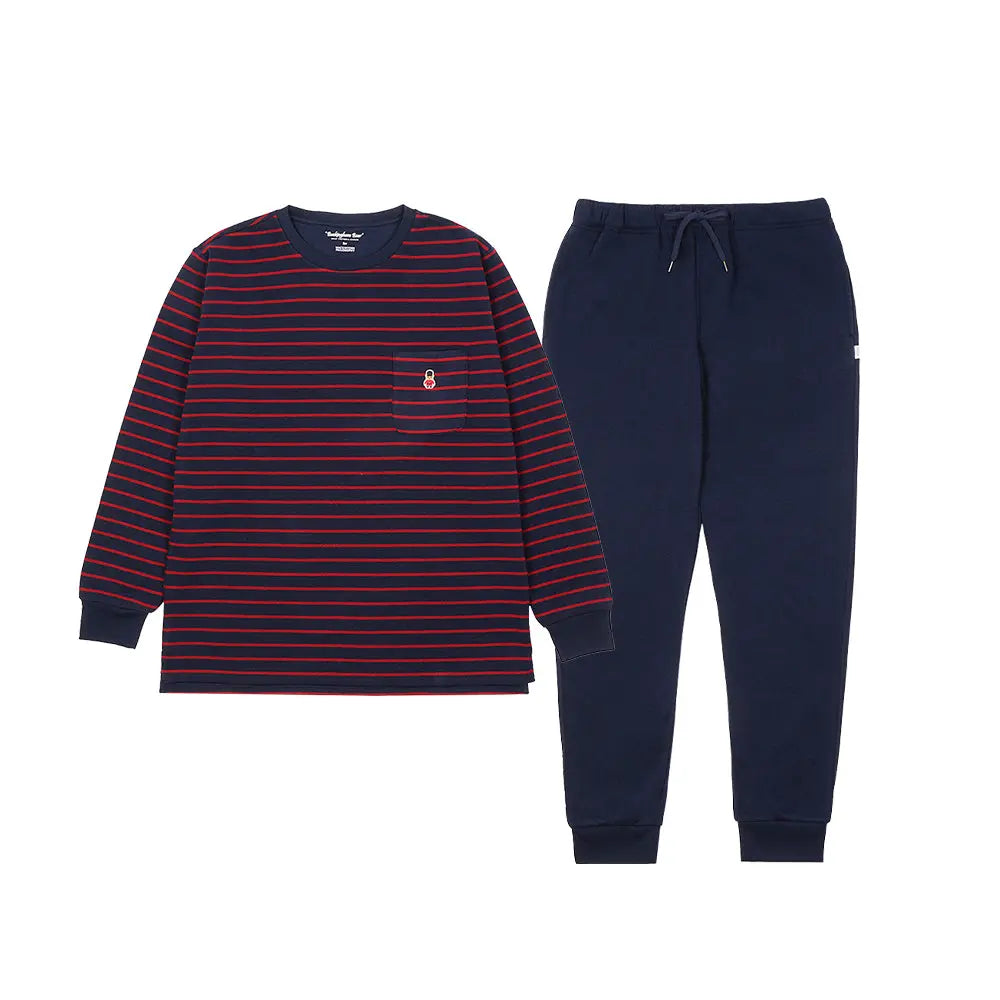 MACKINTOSH PHILOSOPHY マッキントッシュ フィロソフィー パジャマ パイルボーダー 裏起毛クルー+無地パンツ - パジャマ Navy / L RENOWNINX ONLINE SHOP