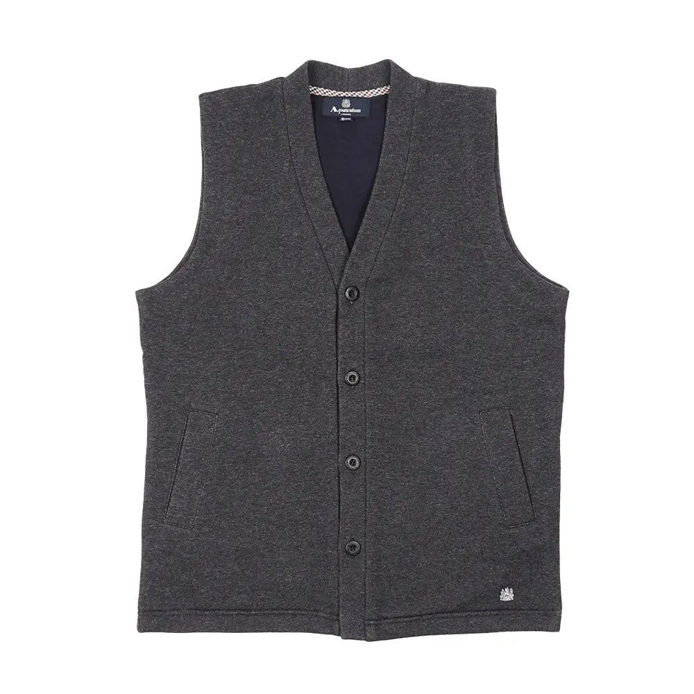 Aquascutum アクアスキュータム 綿100% 杢裏毛裏起毛ベスト - ガウンはおりもの Charcoal Gray / L RENOWNINX ONLINE SHOP