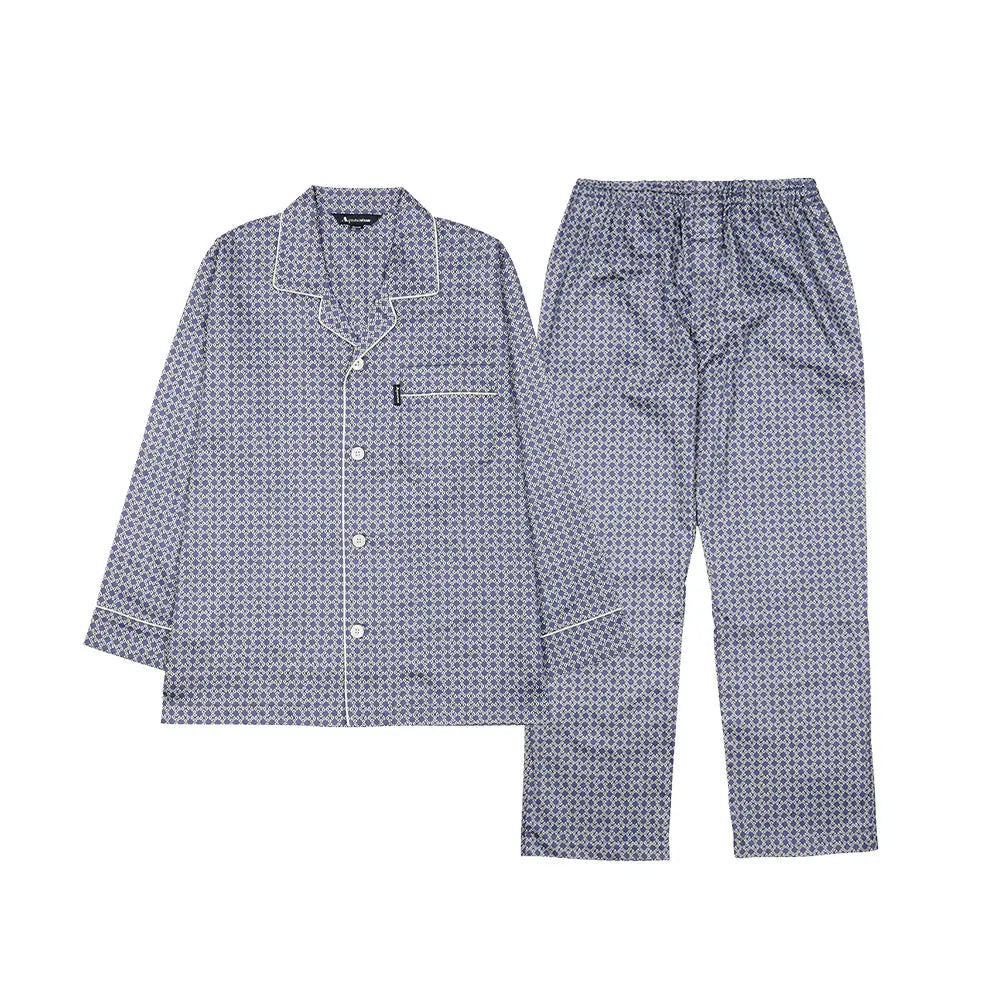 Aquascutum アクアスキュータム 超長綿40サテンプリント小紋 - パジャマ Blue / L RENOWNINX ONLINE SHOP