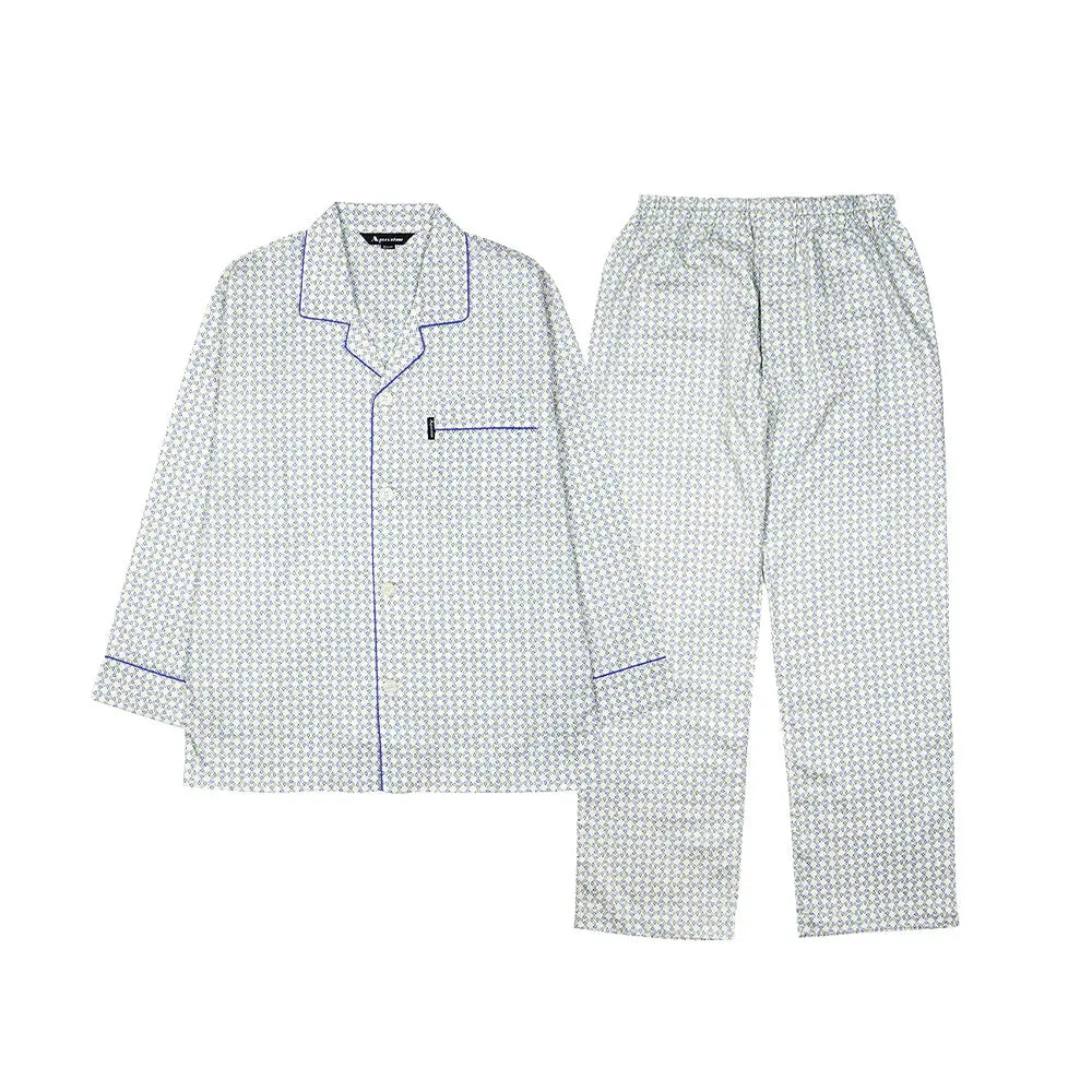 Aquascutum アクアスキュータム 超長綿40サテンプリント小紋 - パジャマ Off White / L RENOWNINX ONLINE SHOP