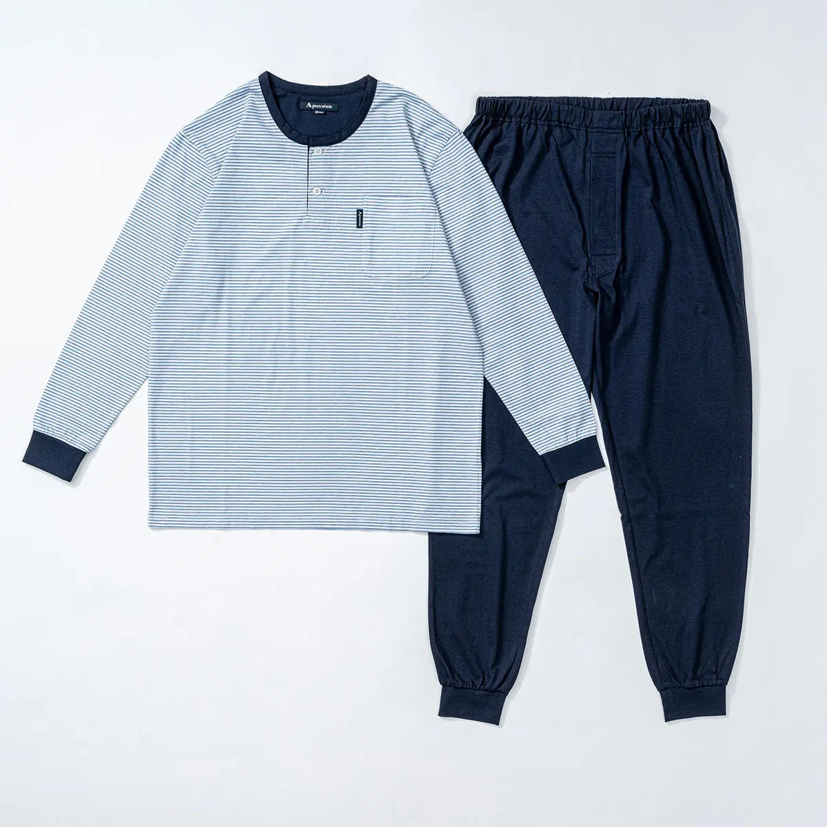 Aquascutum アクアスキュータム パジャマ SZ天竺ボーダーヘンリー - パジャマ Sax / L RENOWNINX ONLINE SHOP