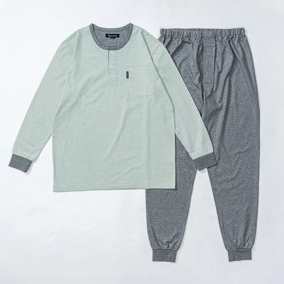 Aquascutum アクアスキュータム パジャマ SZ天竺ボーダーヘンリー - パジャマ Light Green / L RENOWNINX ONLINE SHOP