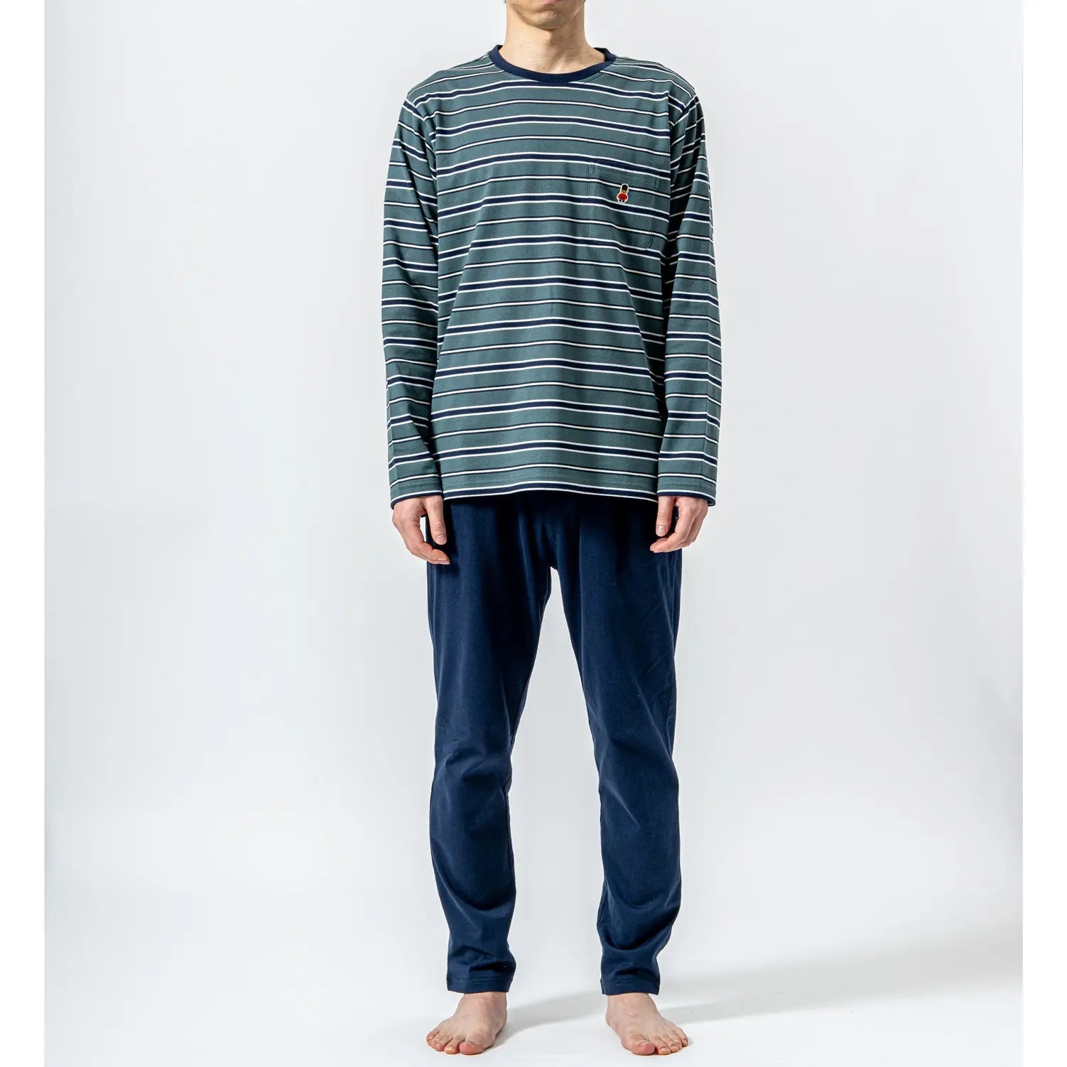 MACKINTOSH PHILOSOPHY マッキントッシュ フィロソフィー パジャマ 40 2天竺ボーダークルー+無地パンツ - パジャマ Green / L RENOWNINX ONLINE SHOP