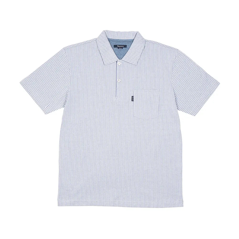 Aquascutum アクアスキュータム 綿ニットサッカーストライプ 衿付き - ルームウェア Blue / L RENOWNINX ONLINE SHOP
