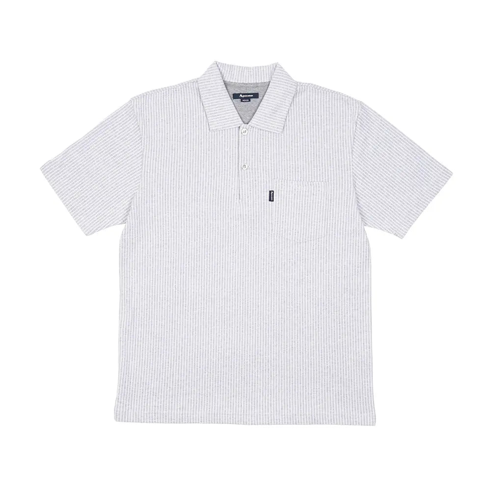 Aquascutum アクアスキュータム 綿ニットサッカーストライプ 衿付き - ルームウェア Gray / L RENOWNINX ONLINE SHOP