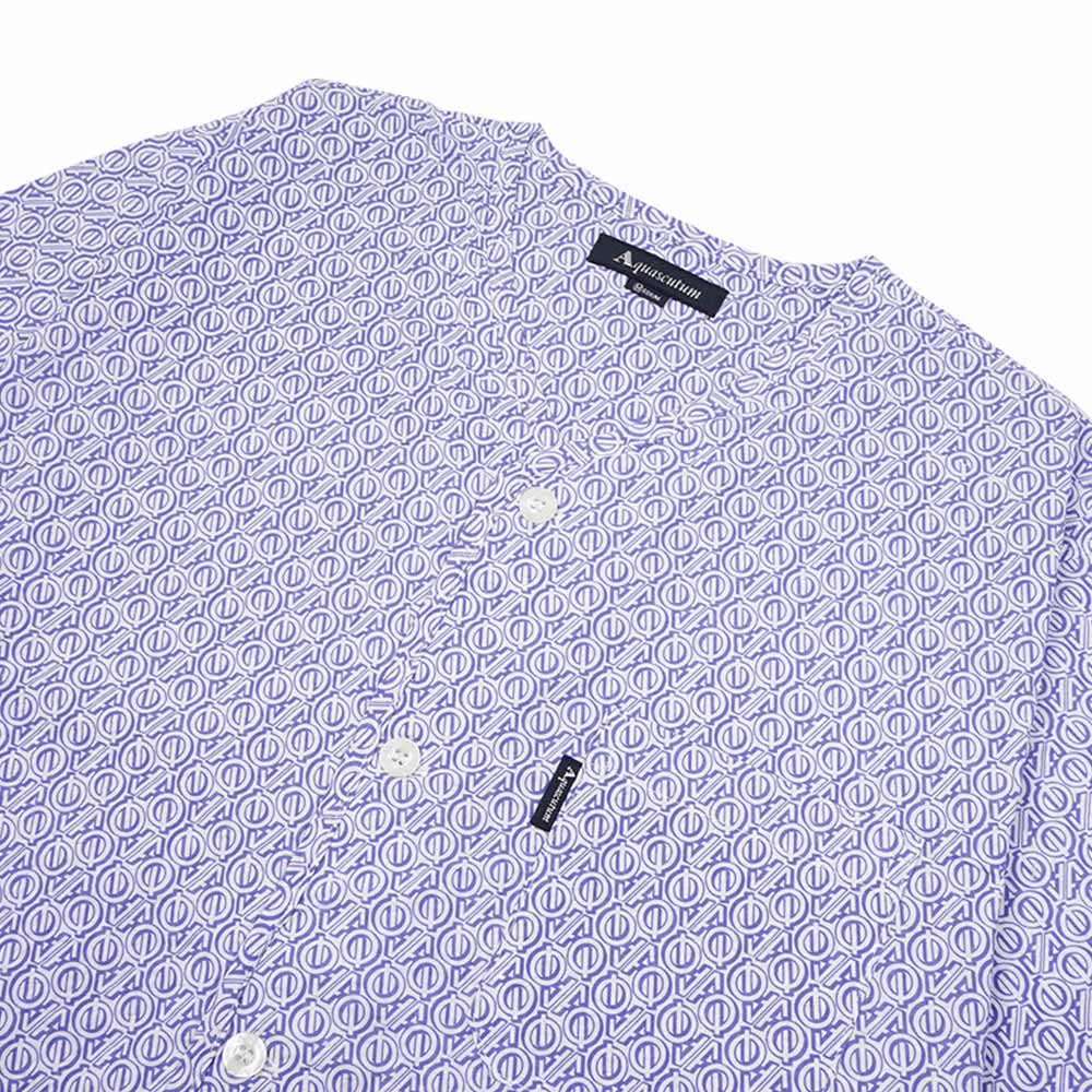 Aquascutum アクアスキュータム パジャマ 60リップルプリントモノグラム AQ半袖7分パンツ 衿なしV - パジャマ RENOWNINX ONLINE SHOP