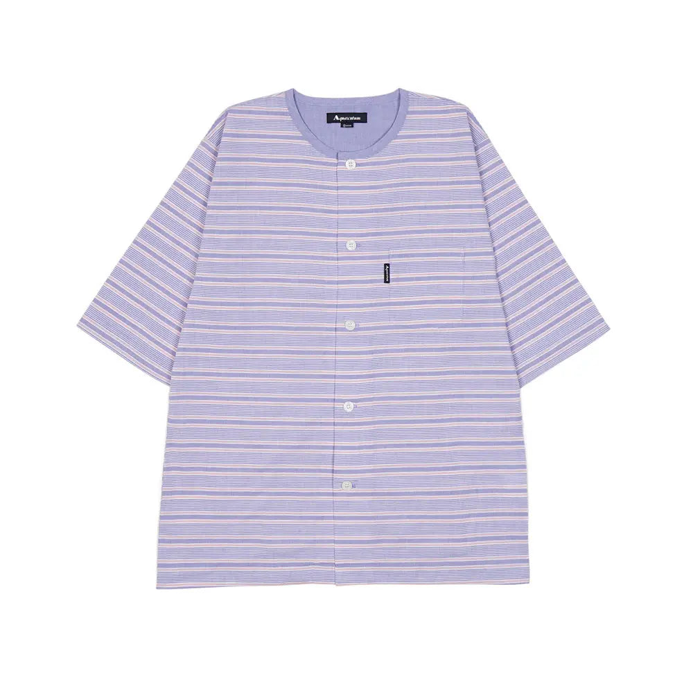 Aquascutum アクアスキュータム パジャマ クレープボーダー+シャンブレー 6分袖7分パンツ 衿なし - パジャマ RENOWNINX ONLINE SHOP