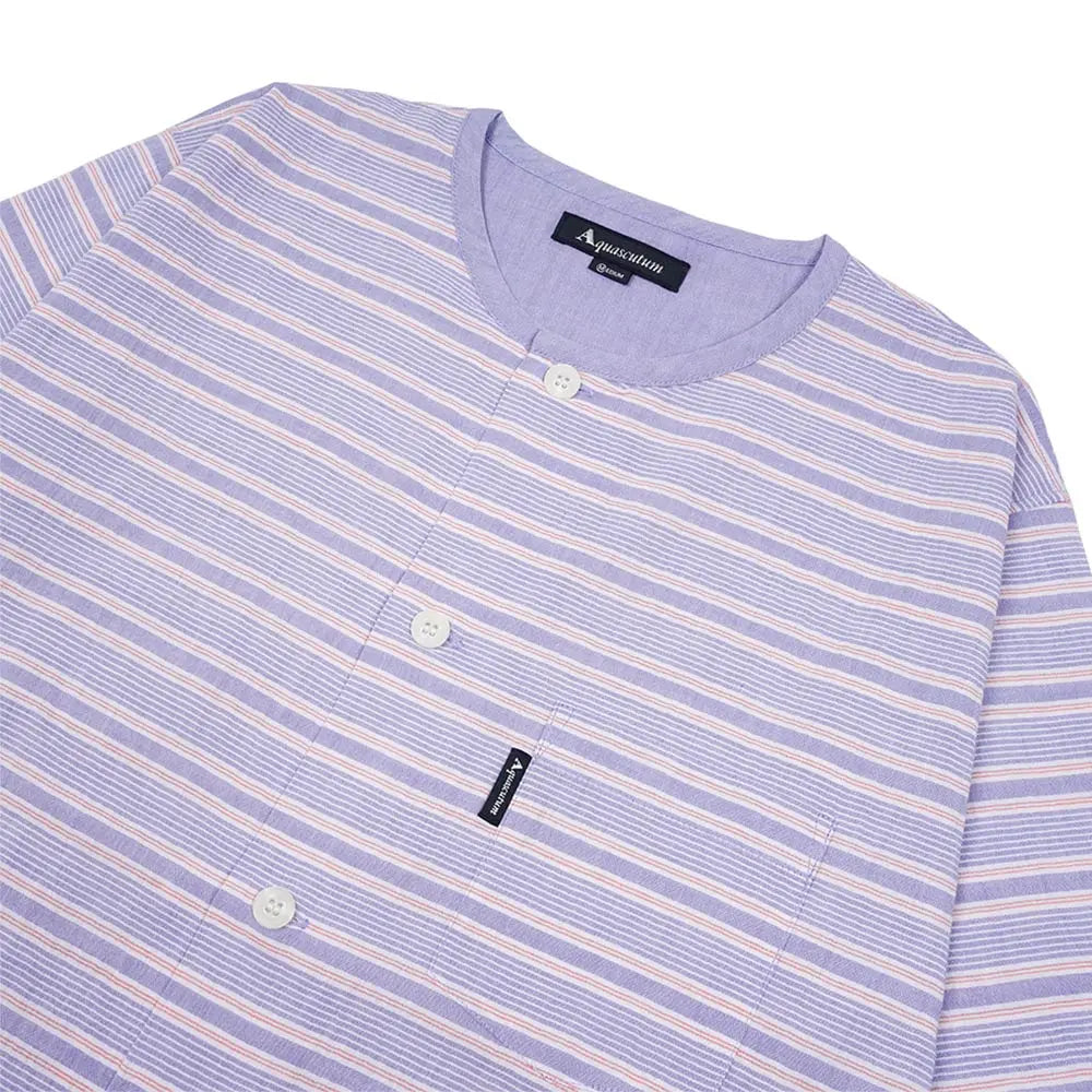 Aquascutum アクアスキュータム パジャマ クレープボーダー+シャンブレー 6分袖7分パンツ 衿なし - パジャマ RENOWNINX ONLINE SHOP