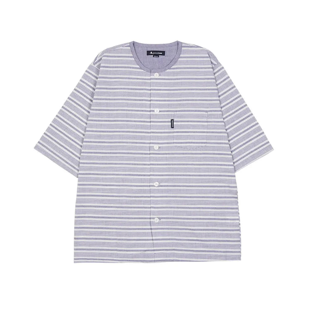 Aquascutum アクアスキュータム パジャマ クレープボーダー+シャンブレー 6分袖7分パンツ 衿なし - パジャマ RENOWNINX ONLINE SHOP