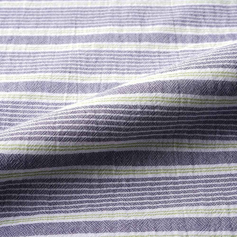 Aquascutum アクアスキュータム パジャマ クレープボーダー+シャンブレー 6分袖7分パンツ 衿なし - パジャマ RENOWNINX ONLINE SHOP