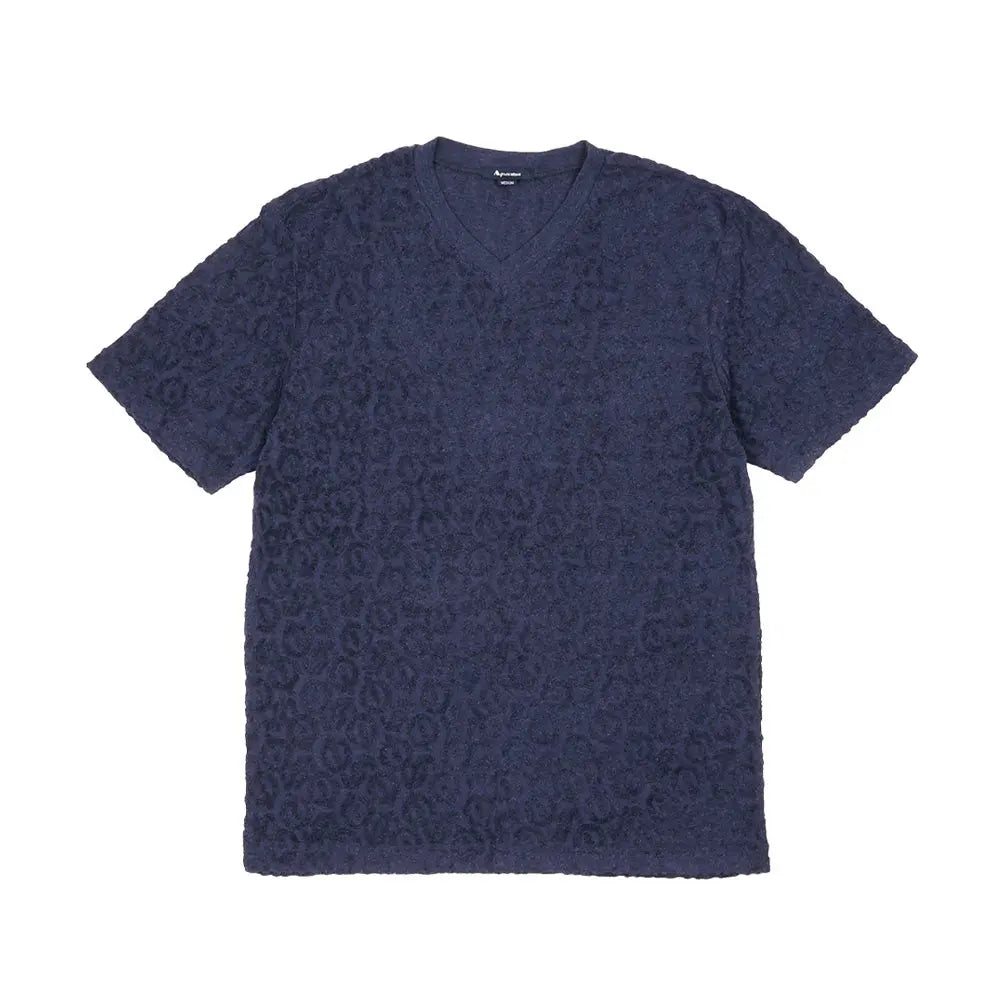 Aquascutum アクアスキュータム パイル杢ジャカードAQ VネックTシャツ - ルームウェア Navy / L RENOWNINX ONLINE SHOP