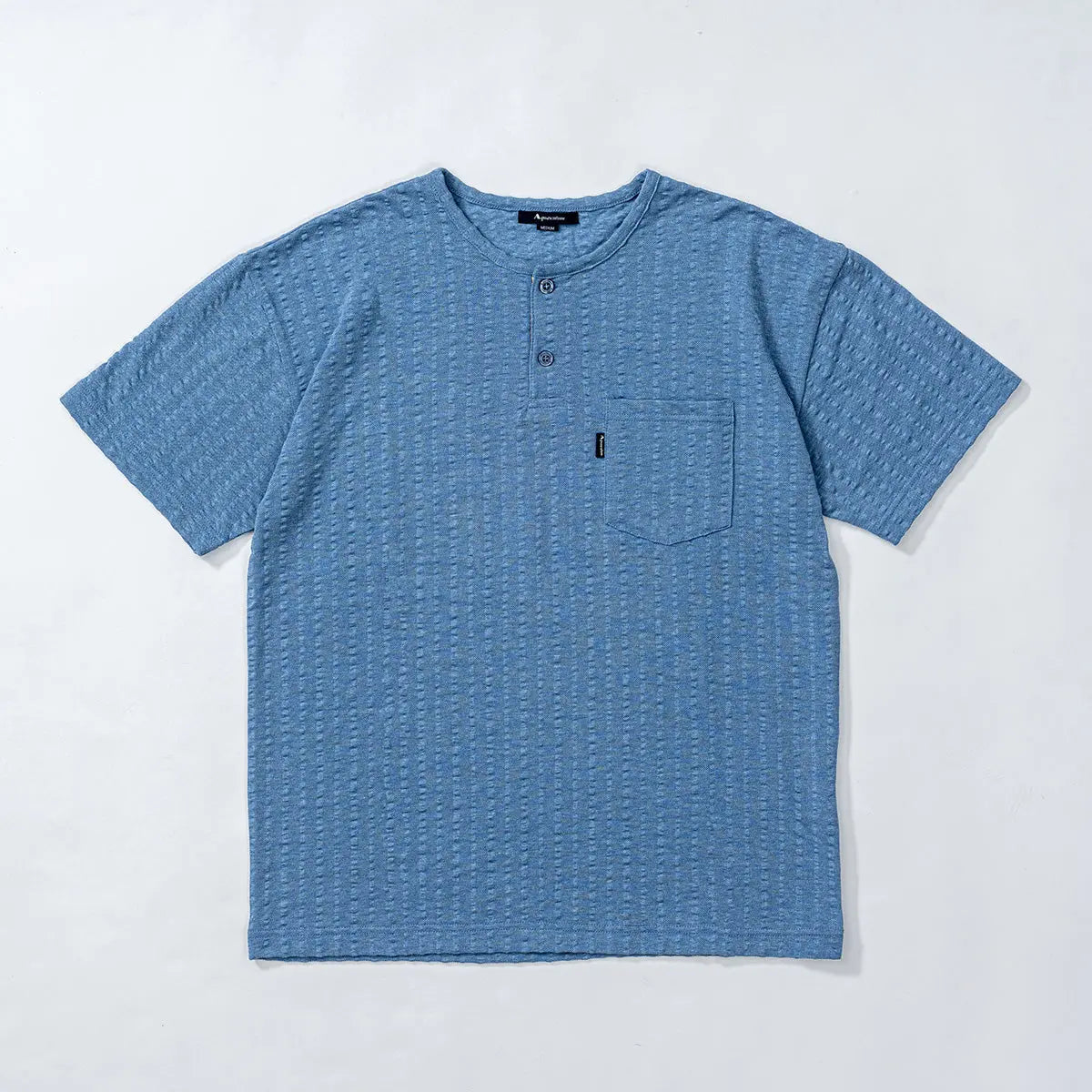 Aquascutum アクアスキュータム Tシャツ 吸水速乾ニットサッカー杢無地ヘンリー - ルームウェア Blue / L RENOWNINX ONLINE SHOP