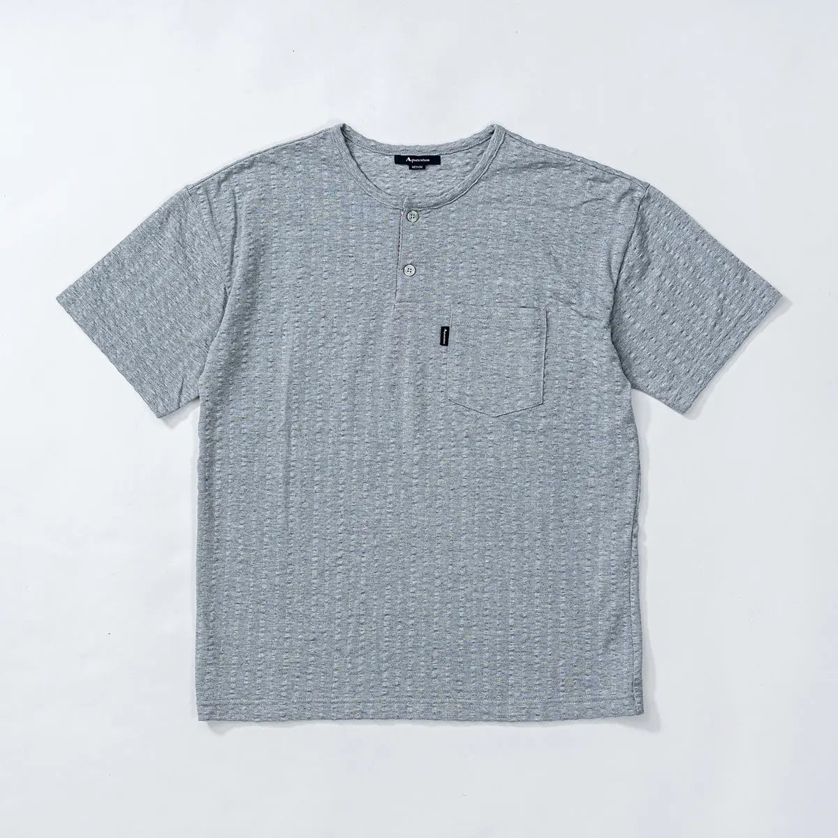 Aquascutum アクアスキュータム Tシャツ 吸水速乾ニットサッカー杢無地ヘンリー - ルームウェア Gray / L RENOWNINX ONLINE SHOP