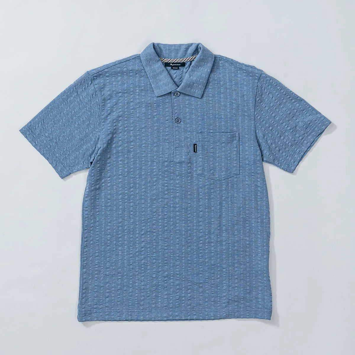 Aquascutum アクアスキュータム Tシャツ 吸水速乾ニットサッカー杢無地衿付き - ルームウェア Blue / L RENOWNINX ONLINE SHOP