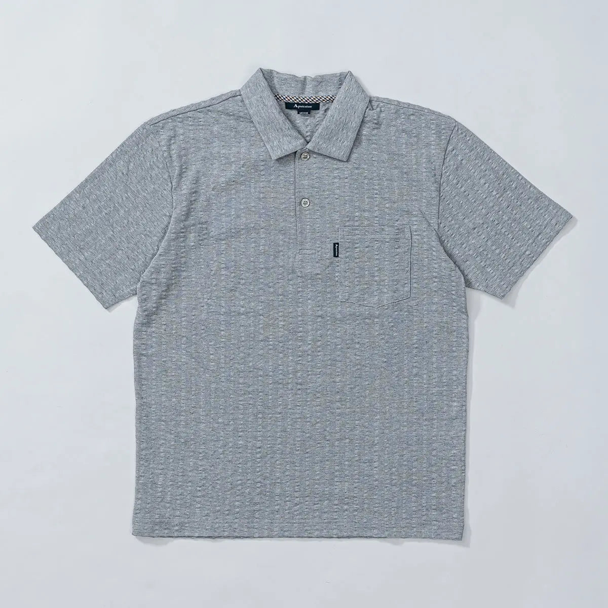 Aquascutum アクアスキュータム Tシャツ 吸水速乾ニットサッカー杢無地衿付き - ルームウェア Gray / L RENOWNINX ONLINE SHOP