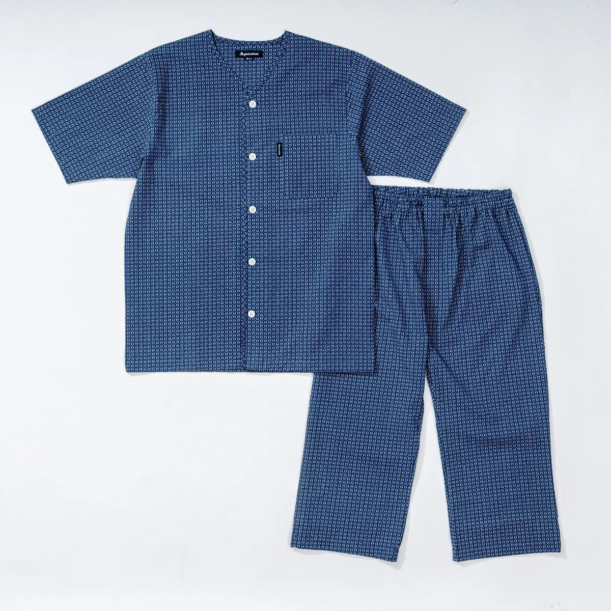 Aquascutum アクアスキュータム パジャマ 60リップルプリントアップル 半袖7分パンツ衿なしV - パジャマ Navy / L RENOWNINX ONLINE SHOP