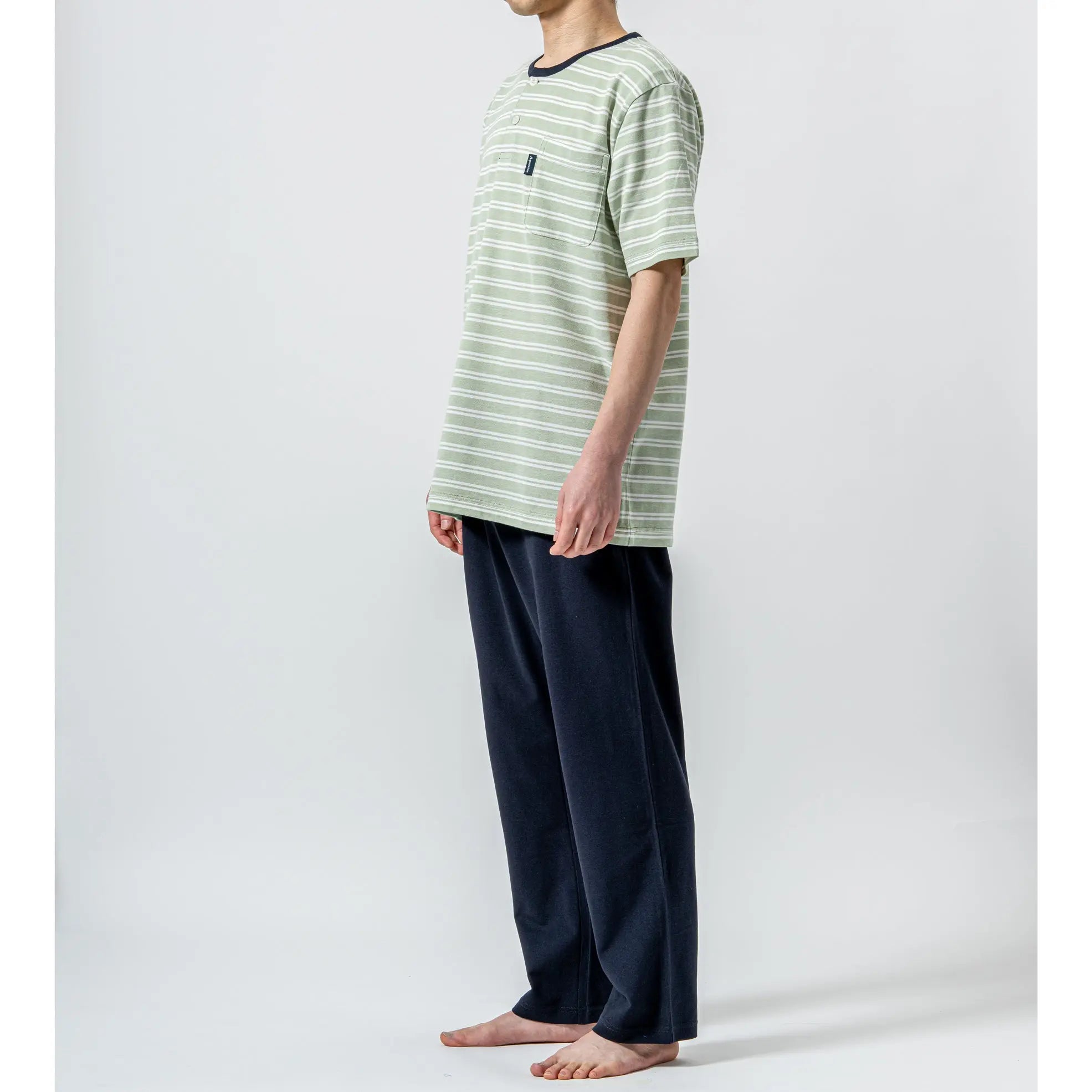 Aquascutum アクアスキュータム パジャマ シルキーコットン鹿の子ボーダーヘンリー - パジャマ RENOWNINX ONLINE SHOP