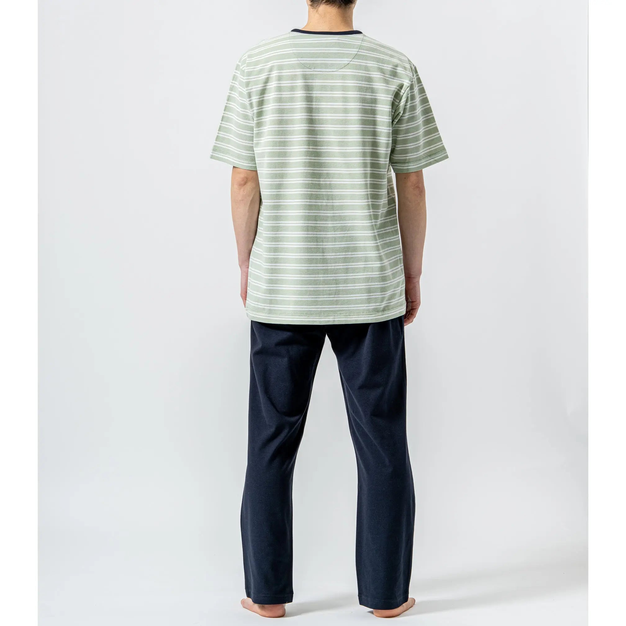 Aquascutum アクアスキュータム パジャマ シルキーコットン鹿の子ボーダーヘンリー - パジャマ RENOWNINX ONLINE SHOP