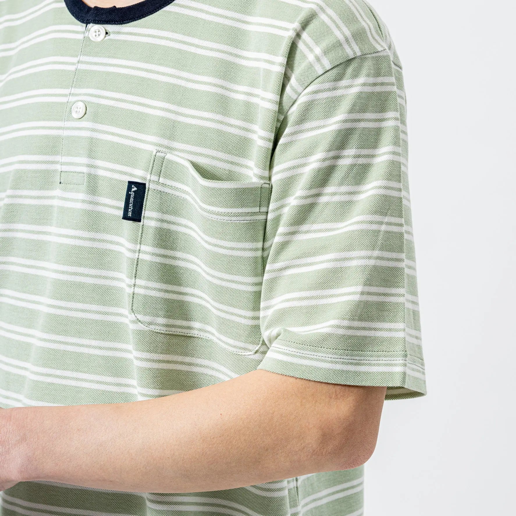 Aquascutum アクアスキュータム パジャマ シルキーコットン鹿の子ボーダーヘンリー - パジャマ RENOWNINX ONLINE SHOP