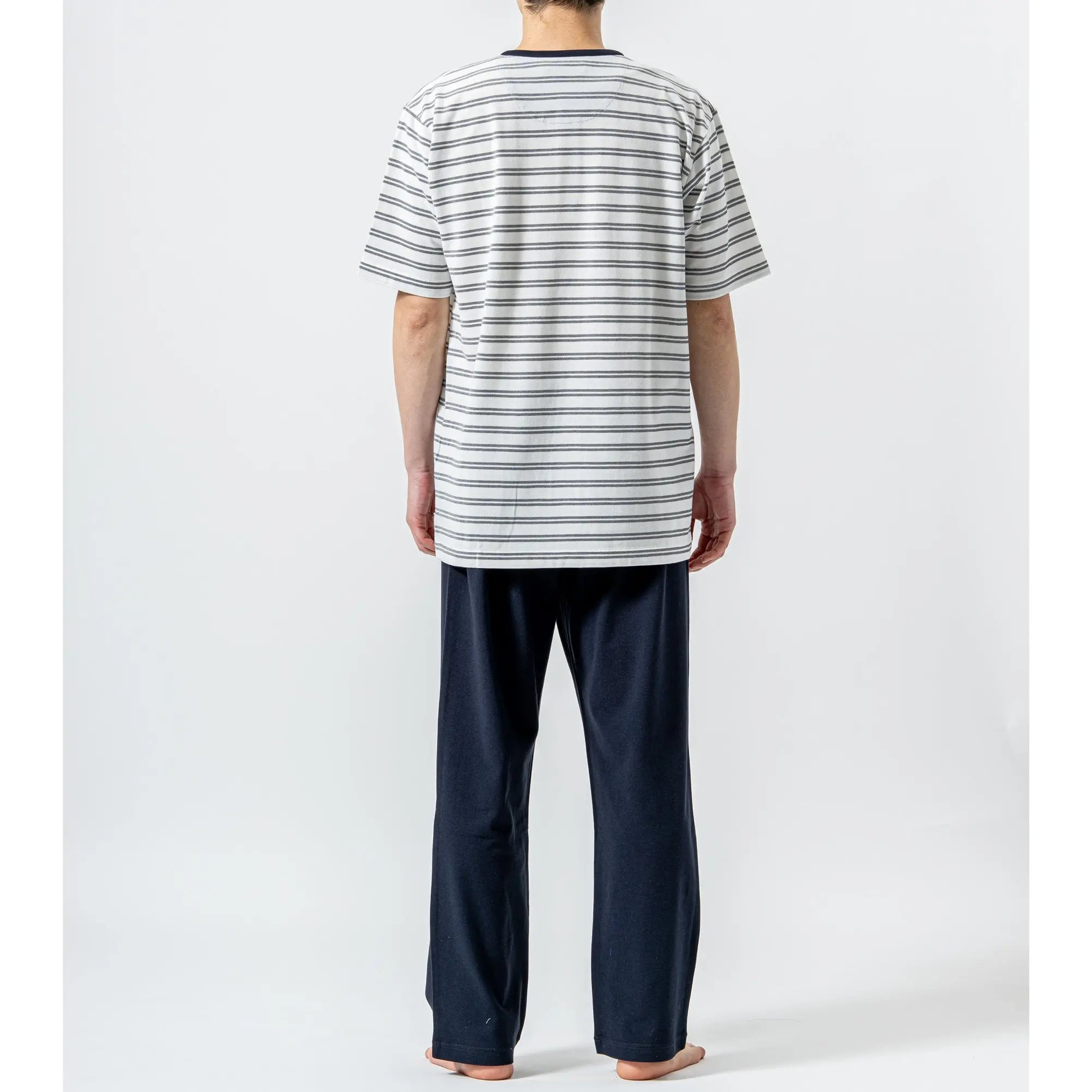 Aquascutum アクアスキュータム パジャマ シルキーコットン鹿の子ボーダーヘンリー - パジャマ RENOWNINX ONLINE SHOP
