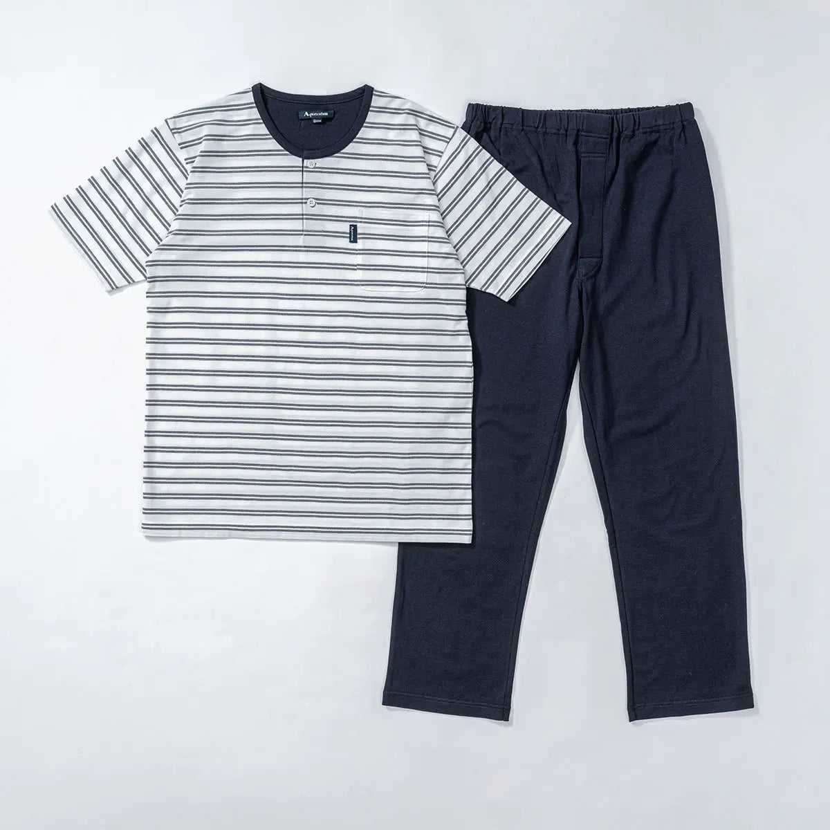 Aquascutum アクアスキュータム パジャマ シルキーコットン鹿の子ボーダーヘンリー - パジャマ White / L RENOWNINX ONLINE SHOP