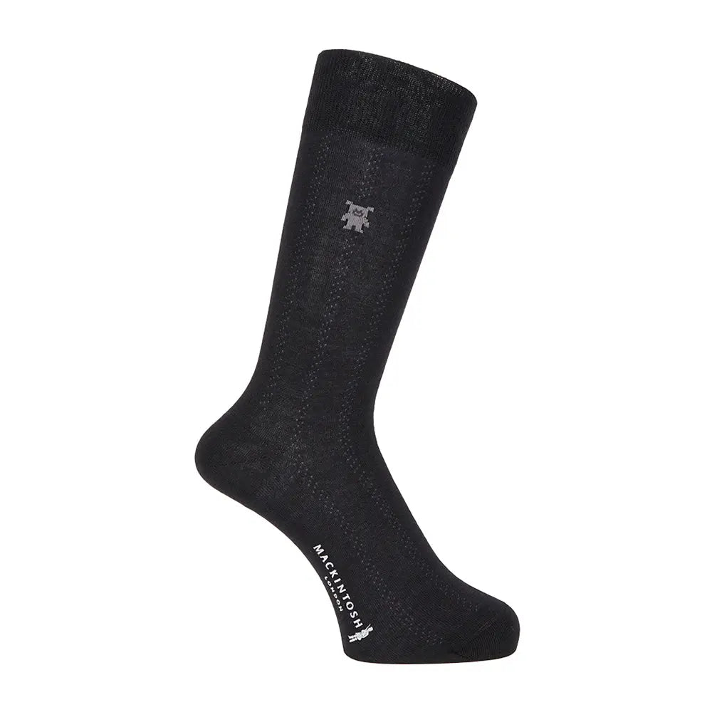 MACKINTOSH LONDON マッキントッシュ ロンドン ソックス ホーンドベア ラインストライプ - ビジネスソックス Black / 25-27 RENOWNINX ONLINE SHOP