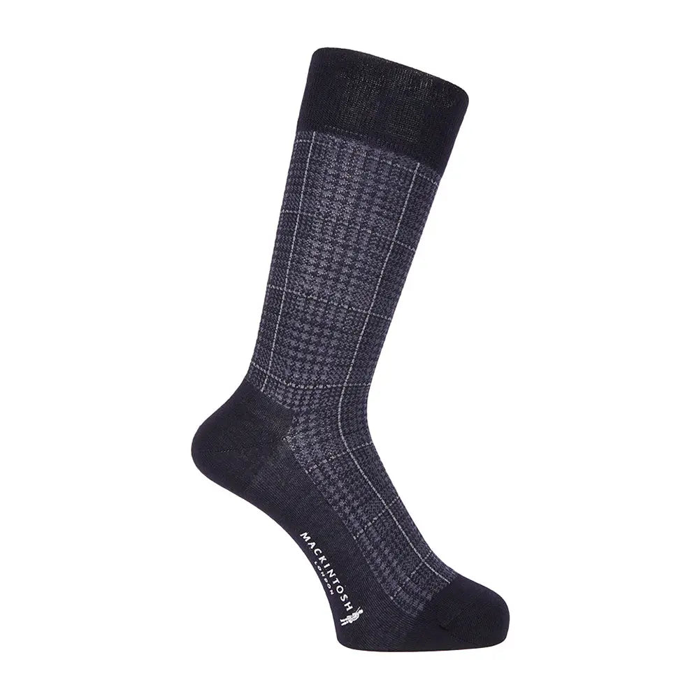 MACKINTOSH LONDON マッキントッシュ ロンドン ソックス グレンチェック - ビジネスソックス Navy / 25-27 RENOWNINX ONLINE SHOP