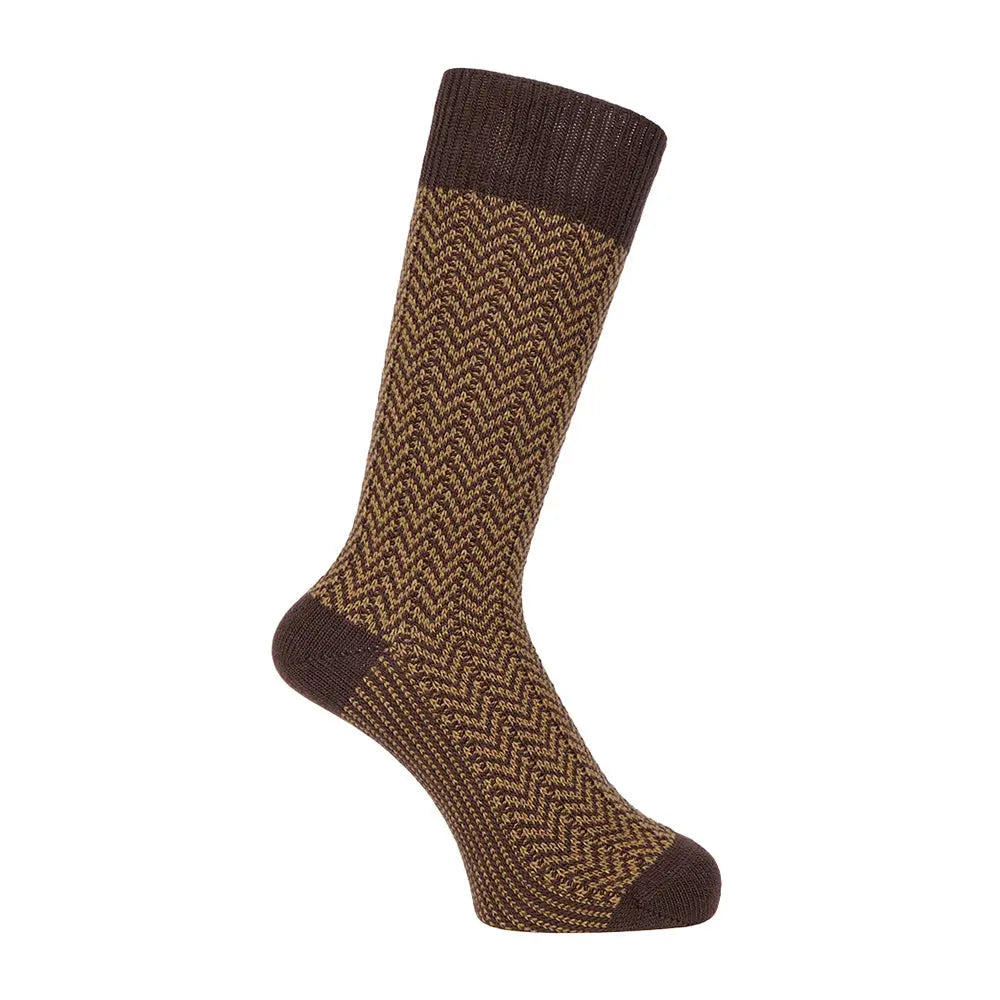 MACKINTOSH LONDON マッキントッシュ ロンドン ソックス ローゲージヘリンボーン - カジュアルソックス Brown / 25-27 RENOWNINX ONLINE SHOP