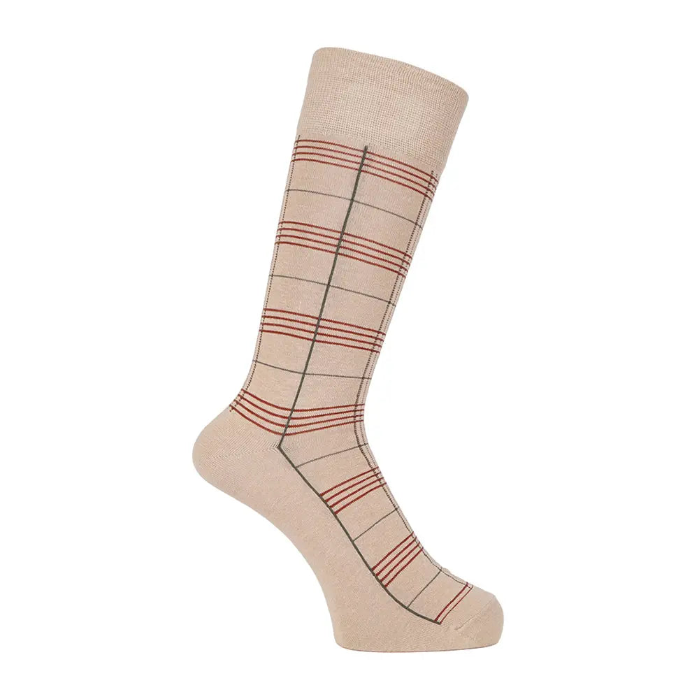 Aquascutum アクアスキュータム ソックス ラインチェック - カジュアルソックス Beige / 27-29 RENOWNINX ONLINE SHOP