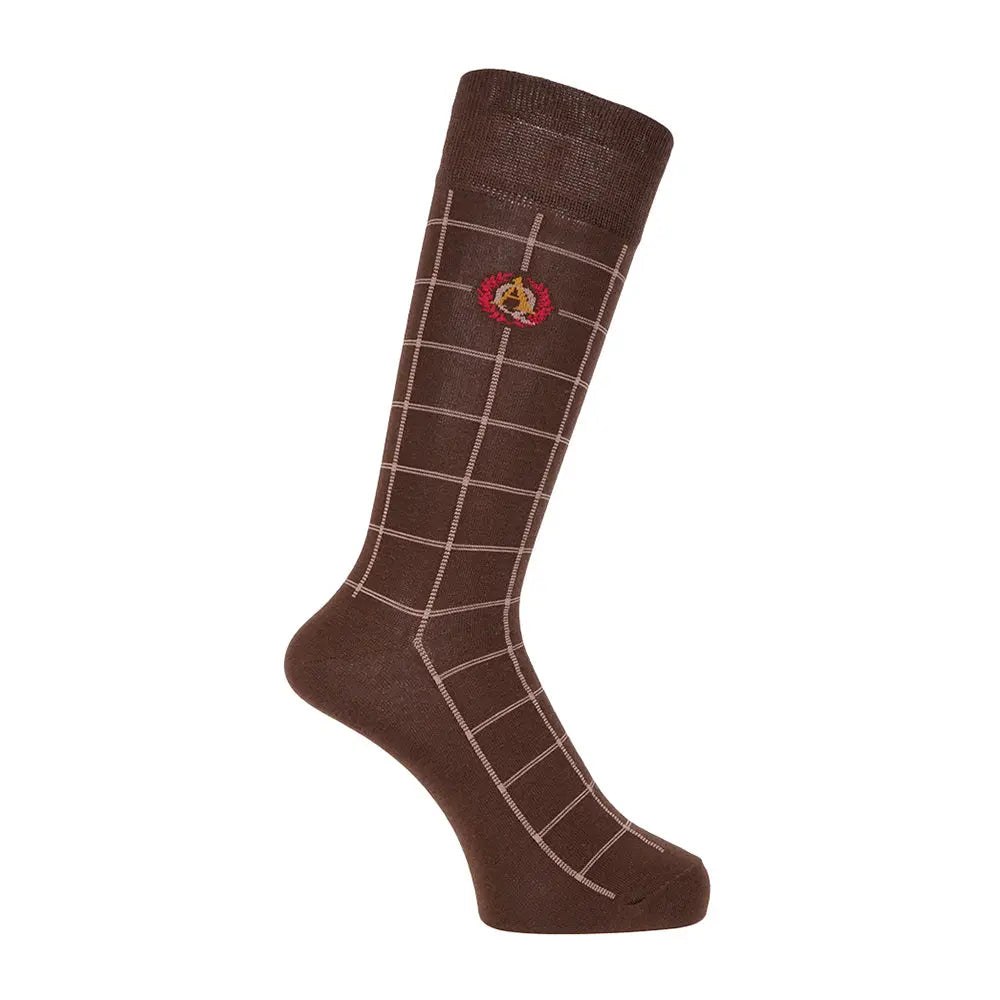 Aquascutum アクアスキュータム ソックス ウインドウペン - カジュアルソックス Dark Brown / 27-29 RENOWNINX ONLINE SHOP