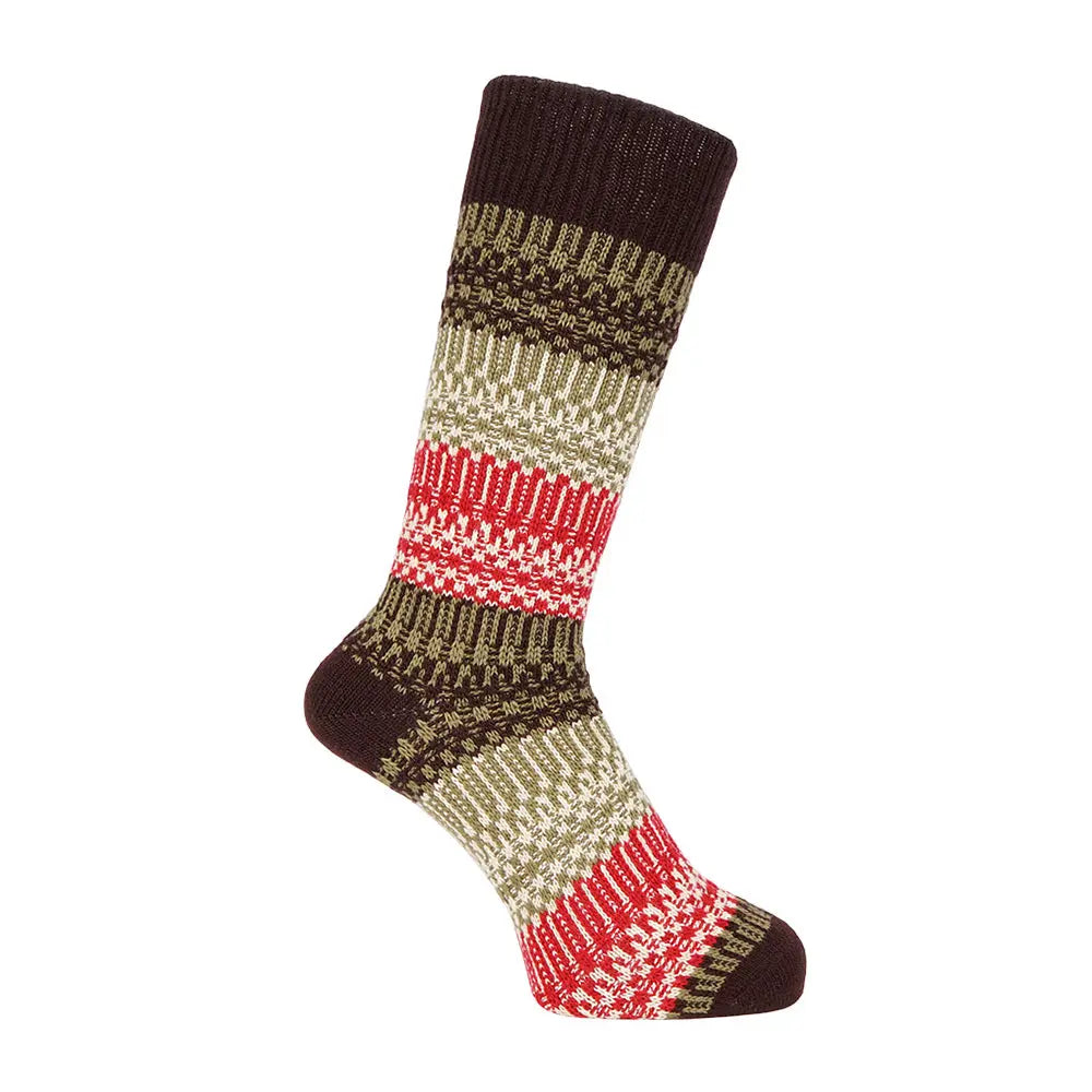 Aquascutum アクアスキュータム ニューライン ソックス フェアアイル - カジュアルソックス Dark Brown / 25-27 RENOWNINX ONLINE SHOP