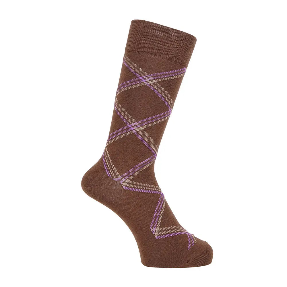 Aquascutum アクアスキュータム ソックス ダイヤ - カジュアルソックス Dark Brown / 24-26 RENOWNINX ONLINE SHOP