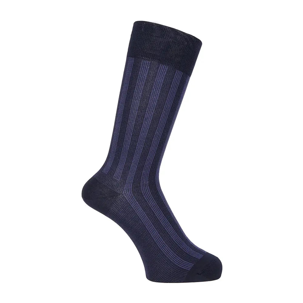 Aquascutum アクアスキュータム ソックス 両口ストライプ - ビジネスソックス Navy / 25-27 RENOWNINX ONLINE SHOP