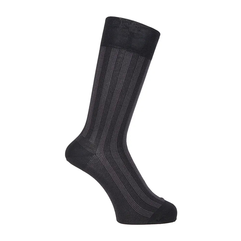 Aquascutum アクアスキュータム ソックス 両口ストライプ - ビジネスソックス Black / 25-27 RENOWNINX ONLINE SHOP