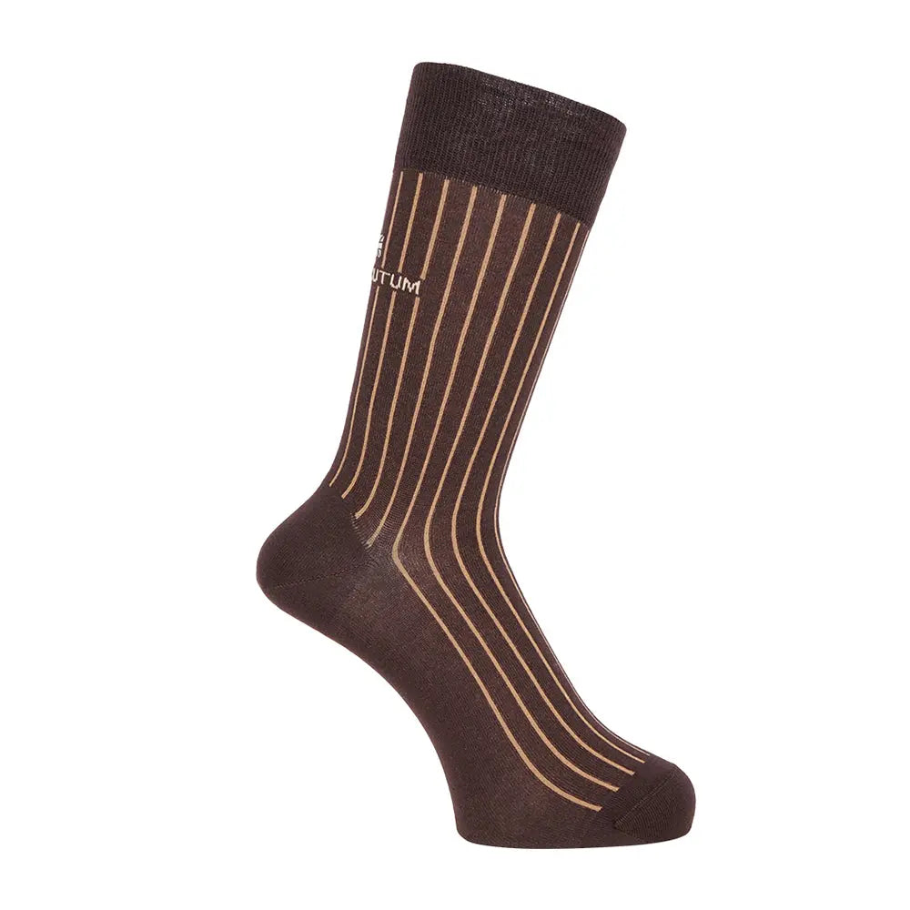 Aquascutum アクアスキュータム ソックス スマートストライプ - ビジネスソックス Dark Brown / 25-27 RENOWNINX ONLINE SHOP