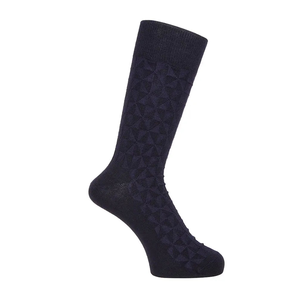Aquascutum アクアスキュータム ソックス ウールミックス 幾何リンクス - ビジネスソックス Navy / 25-27 RENOWNINX ONLINE SHOP